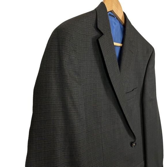 Chaps Mens Brown Plaid Suit Jacket Blazer Sport Coat 2 Button Business 42R - Picture 2 of 16